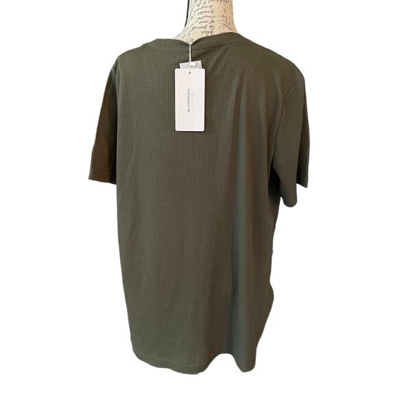 Bloomchic Plus Size Green Waffle Knit Pullover Shirt Size 12 - Picture 2 of 4